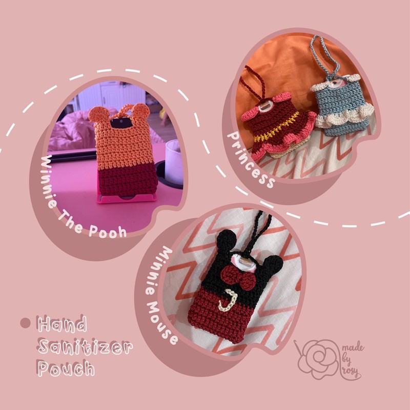 HAND SANITIZER POUCH RAJUT KARAKTER - Custom Kantong/Tempat Character Disney