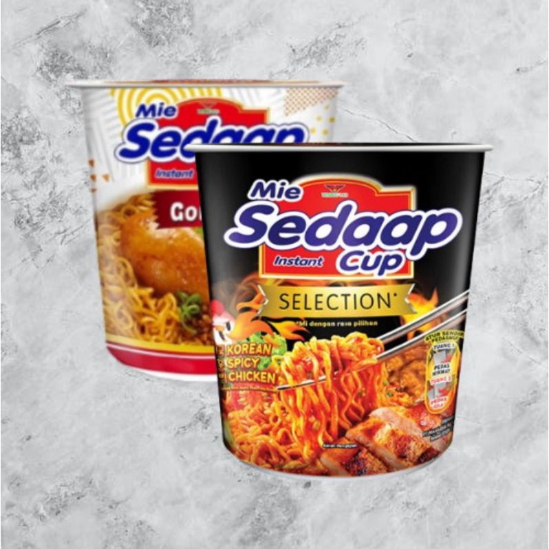 SEDAP CUP GORENG & KOREAN SPICY CHICKEN / MIE INSTAN CUP RASA MIE GORENG & KOREAN SPICY CHICKEN
