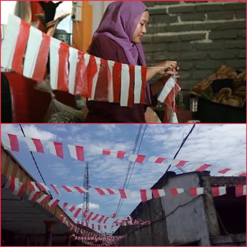 bendera plastik + tali dekorasi hut ri kemerdekaan bendera merah putih 17 agustus high quality