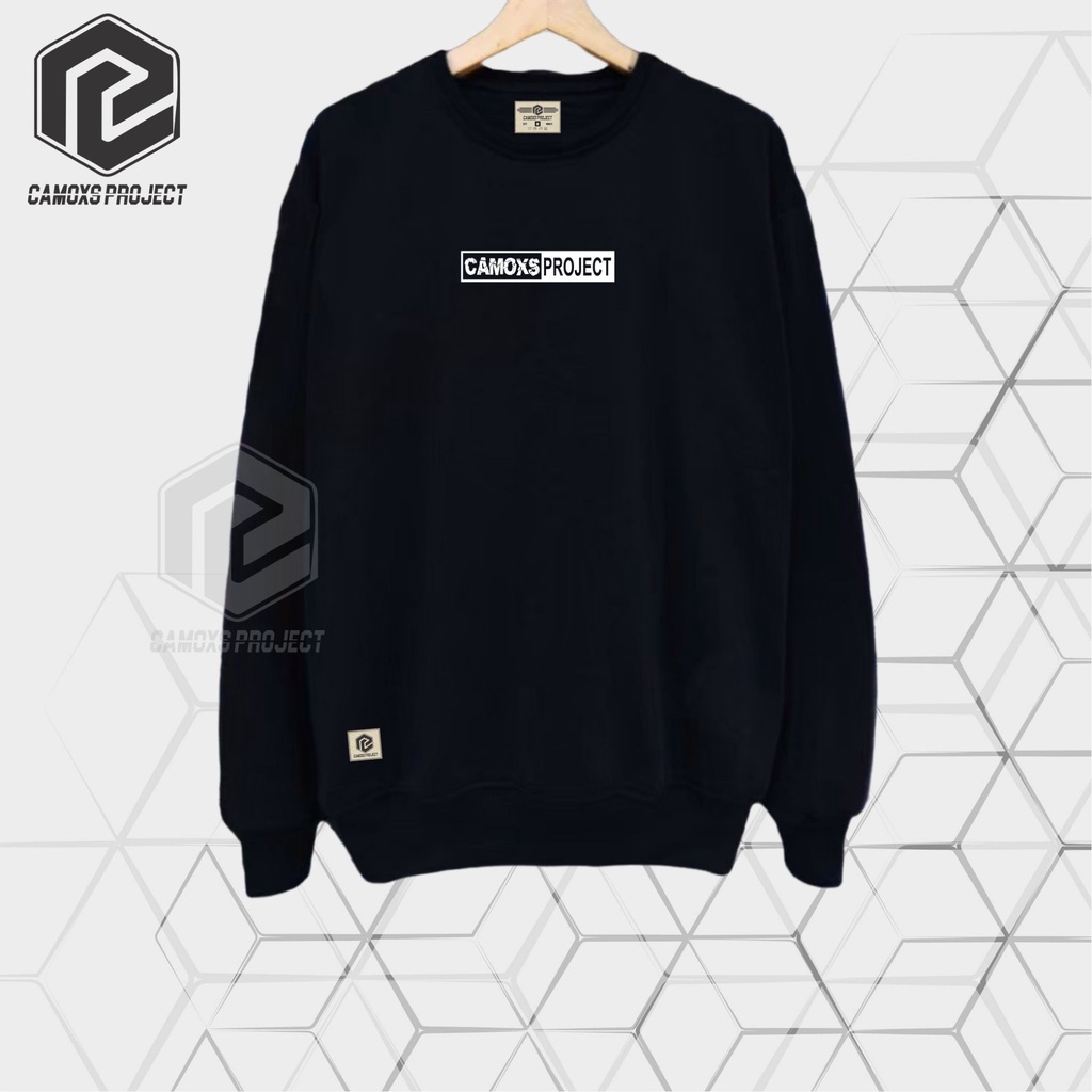 Sweater Pria Camoxs Hitam Oversize Crewneck Distro Cewek Cowok Premium Suiter Sablon Print Street Style Krunek Oblong Lengan Panjang