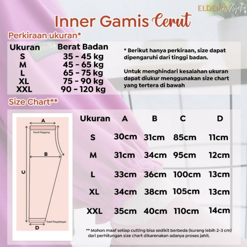 Inner Gamis Celana Cerut Bisa Untuk Dalaman Gamis Bahan Kaos Premium Adem Nyaman