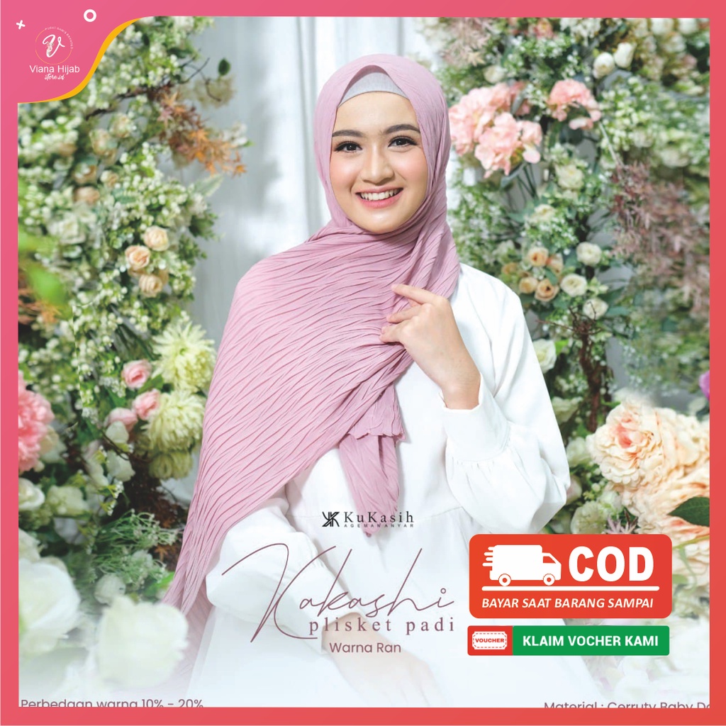 Pashmina Plisket Padi Kakashi by Kukasih Hijab Bahan Ceruty Babydoll Premium