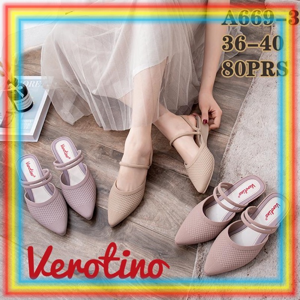 A669-3 Sepatu Sandal Wedges Jelly Wanita Verotino Sepatu Sandal Selop Cewek Glanzton