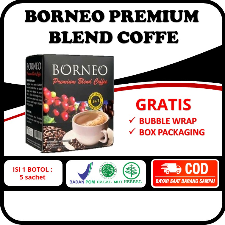 

Borneo Premium Blend Coffee Minuman Serbuk Kopi 5in1 Bantu Tingkatkan Stamina Keperkasaan Pria