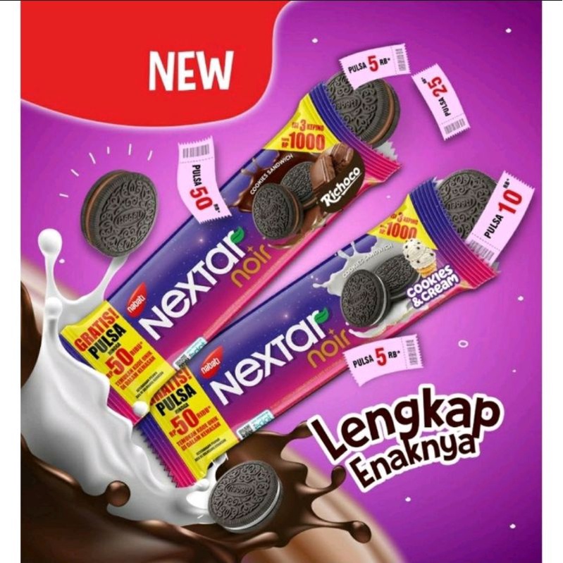 

Nextar Noir Coklat / Cookies Cream (isi 10 pcs)