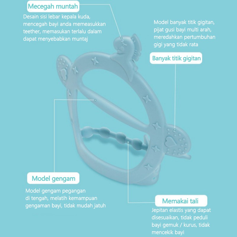 Teether bayi/Gigitan bayi teether/Teether bayi gelang/Mainan gigitan bayi bahan silikon (B68)