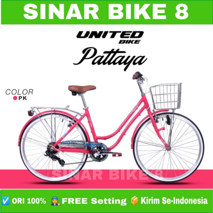 Sepeda Mini Keranjang Dewasa UNITED PATTAYA Ukuran 26 Inch Alloy 7 Speed