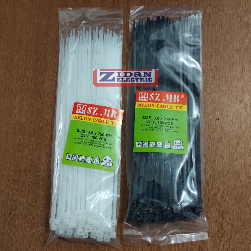 Kabel Ties 3,6x250mm 25cm / Cable Tie 3,6 x 250mm 25cm Putih / Hitam SZMR