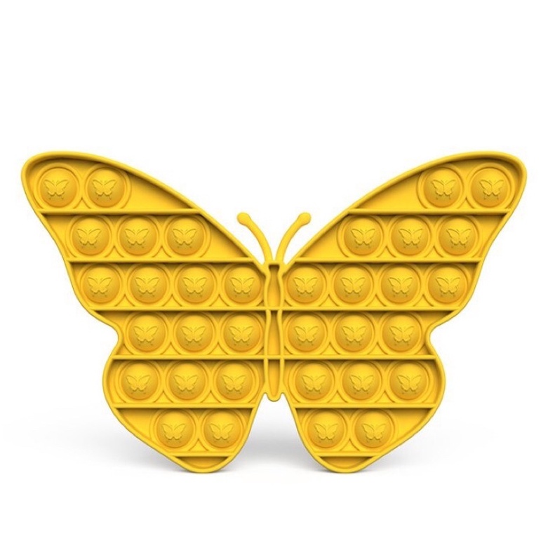 Pop it premium bubble emboss fidget anti stress timbul silicone viral tik tok mainan anak tebel high quality-Yellow butterfly