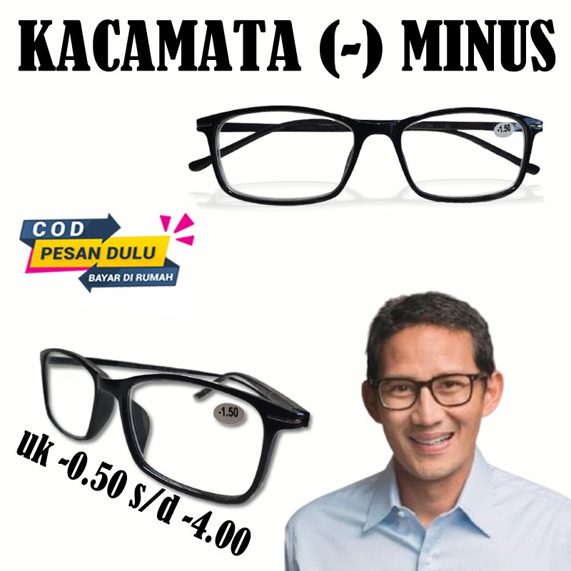 COD Kacamata Minus Pria Wanita Frame Kotak Hitam Reading Glasses Unisex Kaca mata Baca Rabun Jauh