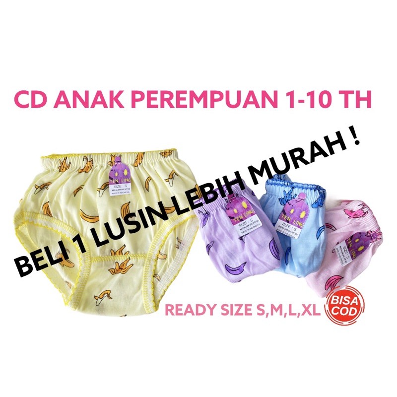 12 Pcs CD Celana Dalam Anak Perempuan Cewek 1- 10 Tahun Katun Murah Cawet Kancut Sempak Celana Dalam Bayi Celana Dalam Anak Perempuan Lusinan Katun Murah Isabel Buah