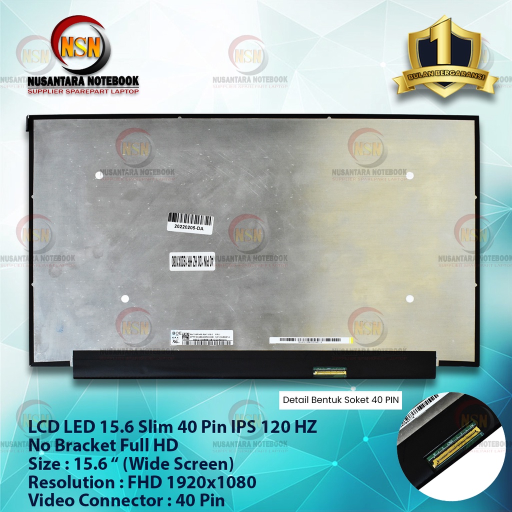 LCD LED 15.6 Slim 40Pin IPS 120 HZ No Bracket Full HD