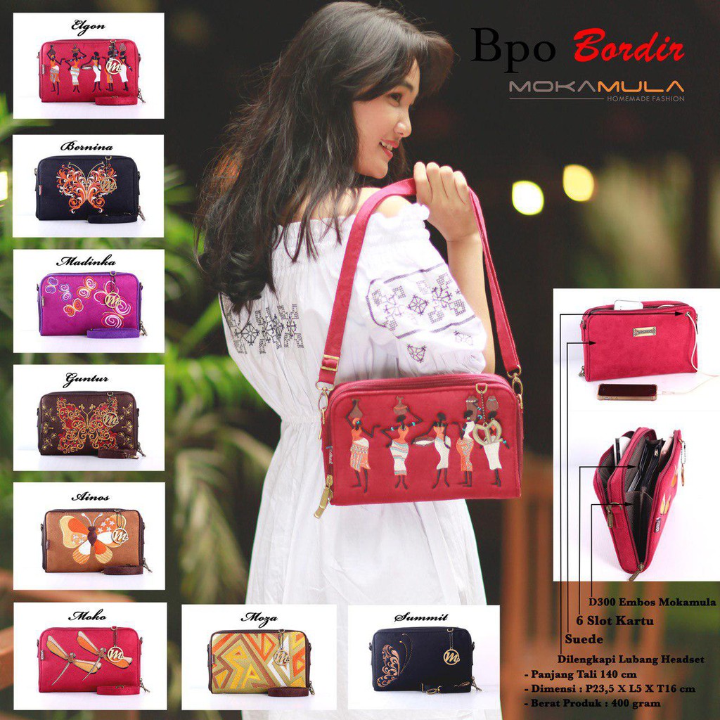 Tas Selempang Wanita, Tas Bordir Cantik, Tas Molluca BPO, Tas Murah