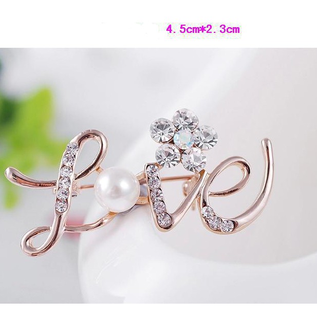 Bunga Korea LOVE bros berlian Fashion Accessories PIN