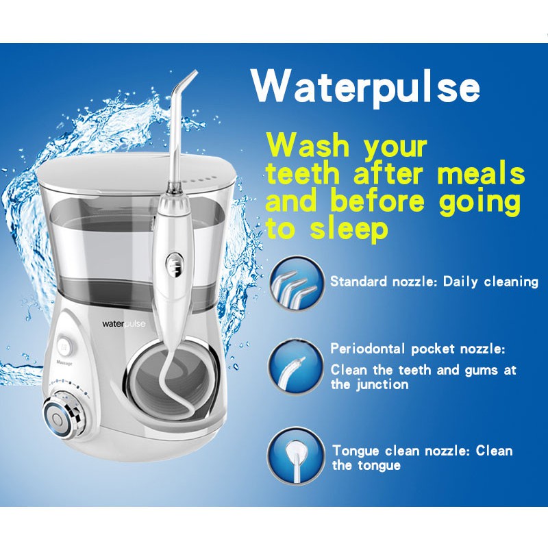 Alat Semprot Pembersih Karang Gigi Waterpulse Dental Flosser 700ml Semprotan Bersih Gigi Murah Sikat