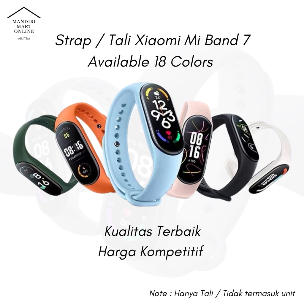 Strap MiBand 7 Strap Silicone Tali Pengganti Xiaomi Mi Band 7 Tersedia 18 Warna Polos