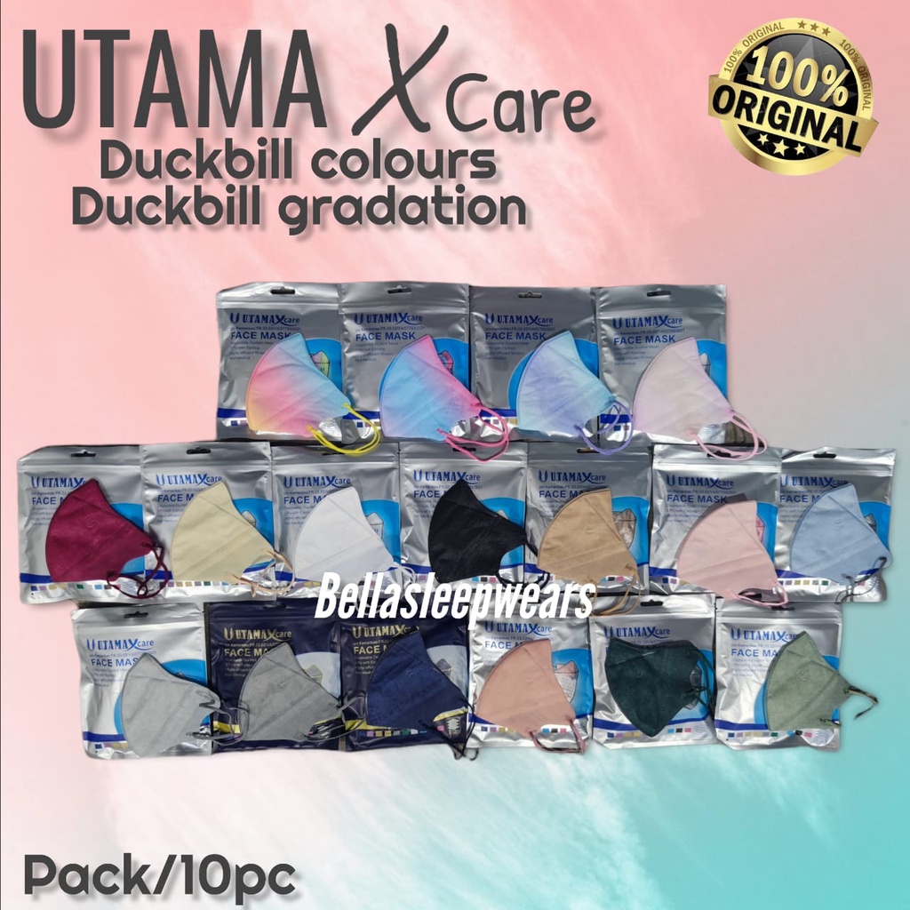 UTAMA X CARE DB PACK/10 - MASKER DUCKBILL 3PLY UTAMA EMBOS KEMENKES WARNA WARNI &amp; GRADASI GRADATION