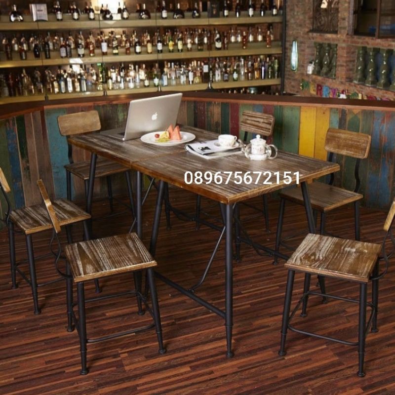 meja makan kaki besi