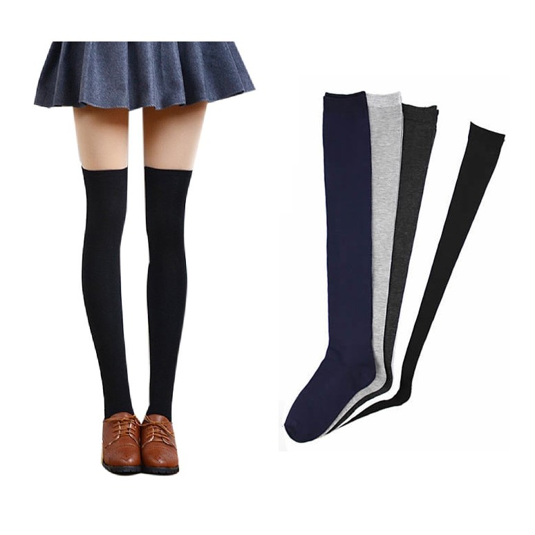 KAOS KAKI PANJANG ATAS LUTUT SEPAHA OVERKNEE POLOS / TIGA STRIP 43CM - 55 CM