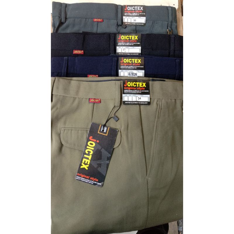 celana katun/kantor/bahan/sayur warna hitam, khaki/cream, navy, abu, model standar bukan slimfit