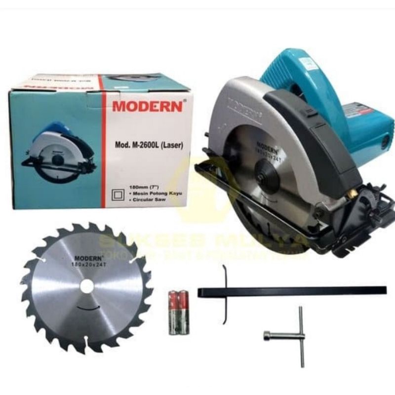 mesin circular Saw modern m-2600 L (laser) / mesin potong belah kayu modern