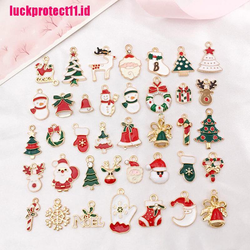 (LUCK) 38pcs / Set Liontin Enamel Tema Natal Untuk Membuat Perhiasan Gelang DIY