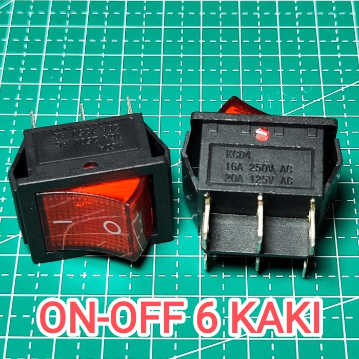 Rocker Switch-Saklar Switch Kotak Besar On-Off 6 Pin with Lampu