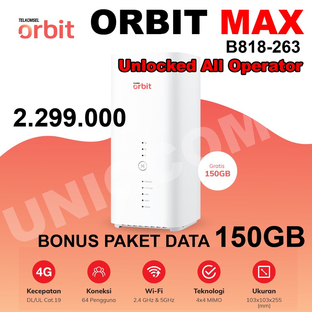 Home Router Huawei B628 Telkomsel Orbit Max H1 150GB Garansi Resmi