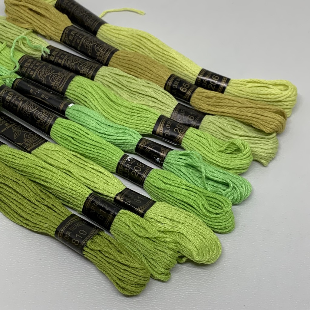 Benang Sulam Rose Hijau Cerah/Kuning/Lemon/Neon