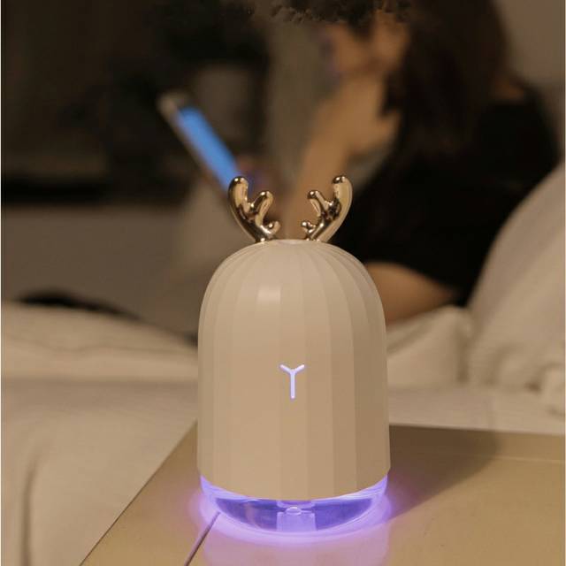 HUMIDIFIER PURIFIER DIFFUSER AROMATHERAPY WHITE PINK DEER CUTE 220 ML PELEMBAB UDARA AROMA OIL