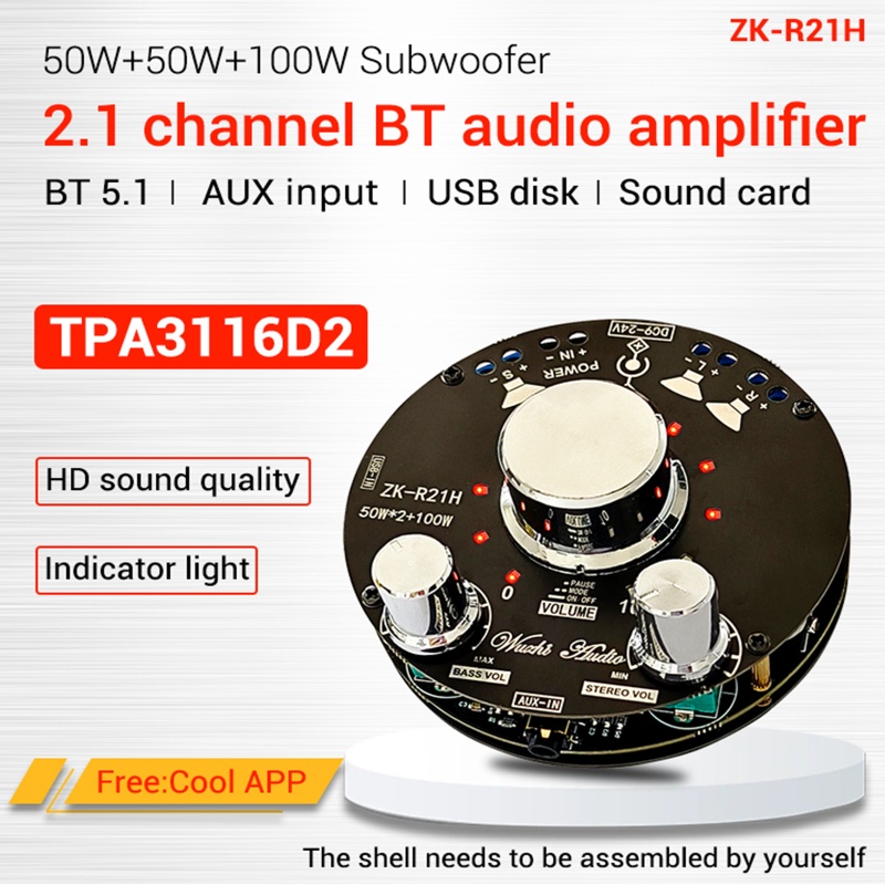 Btsg 50W+50W+100W Amplifier Board BT 5.1 TPA3116D2 Subwoofer Stereo 2.1 Channel