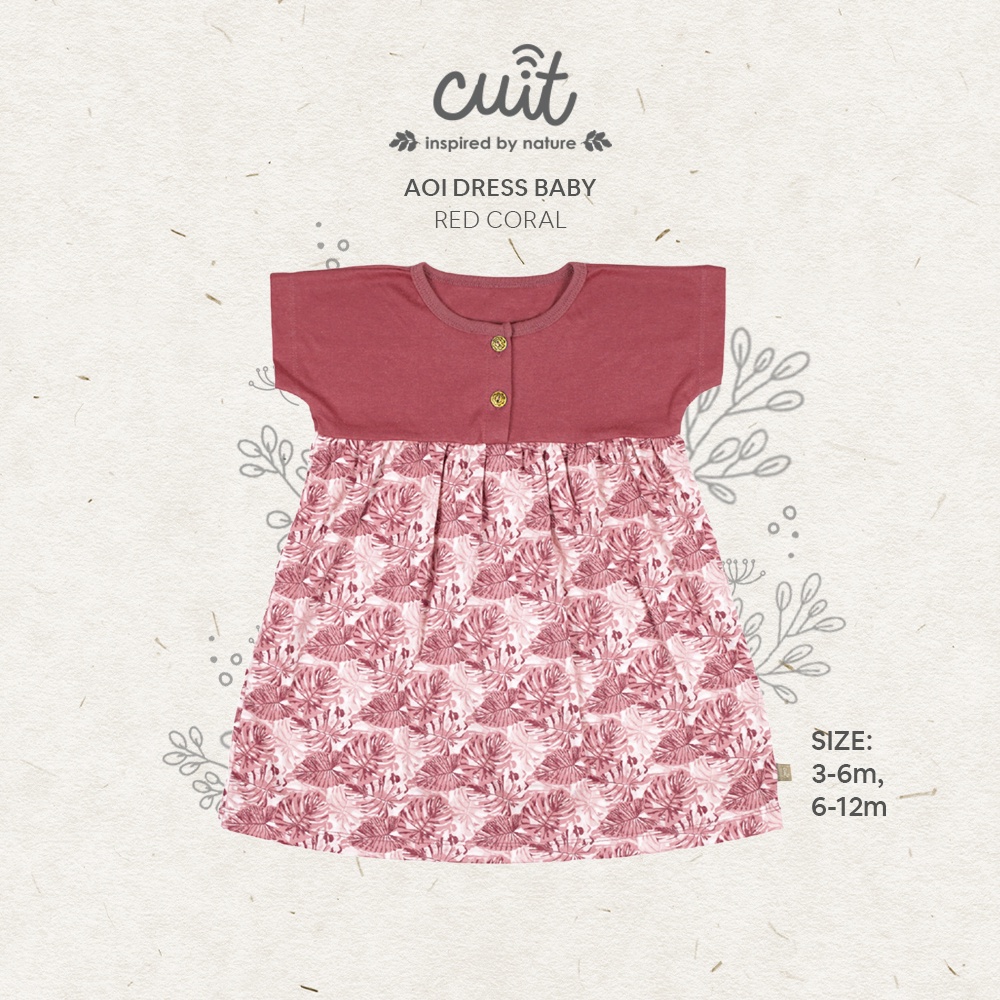 CUIT Super Soft Organic Cotton Aoi Dress Monstera Kojo Series-1
