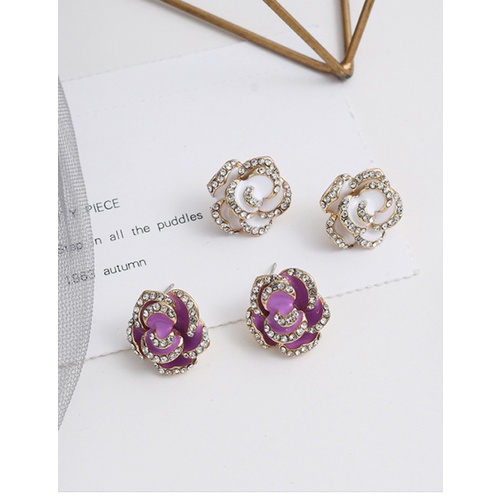 LRC Anting Tusuk Fashion Camellia Rhinestone P2784X