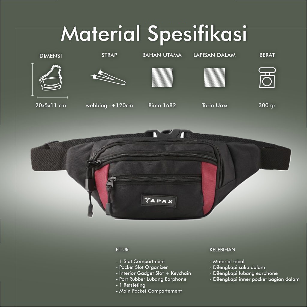 Tas Waistbag Selempang Cap11 Casual Pria Wanita Zetshop