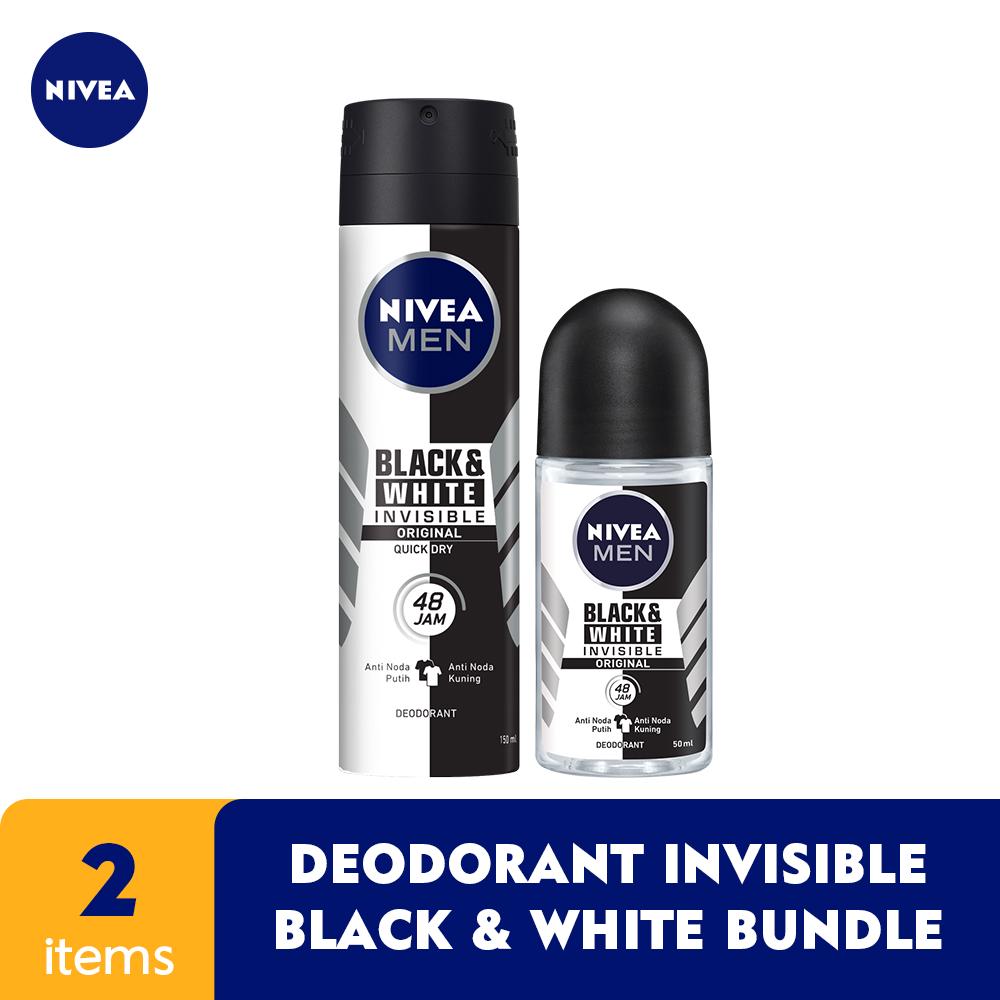 NIVEA Men Deo Invisible Black & White Spray and Roll-On Bundle