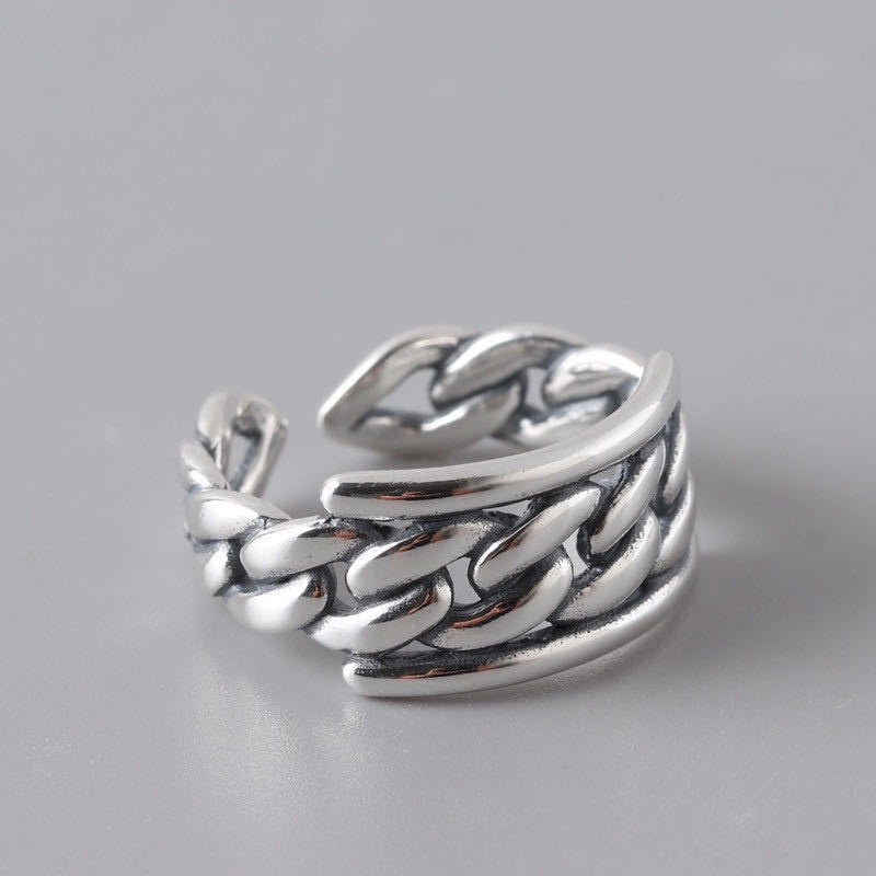 Cincin Rantai Model Terbuka Gaya retro hipster punk Jepang Dan Korea