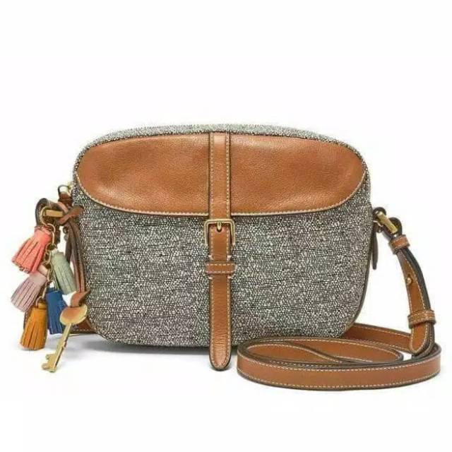 Tas Fossil kendall crossbody neutral stripe (preloved fossil / fossil second)