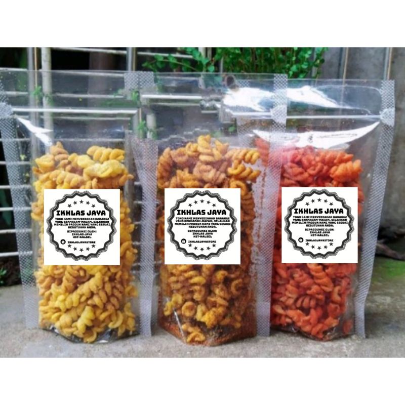 

COD 250 gram makaroni krupuk spiral produksi HST KALSEL INDONESIA