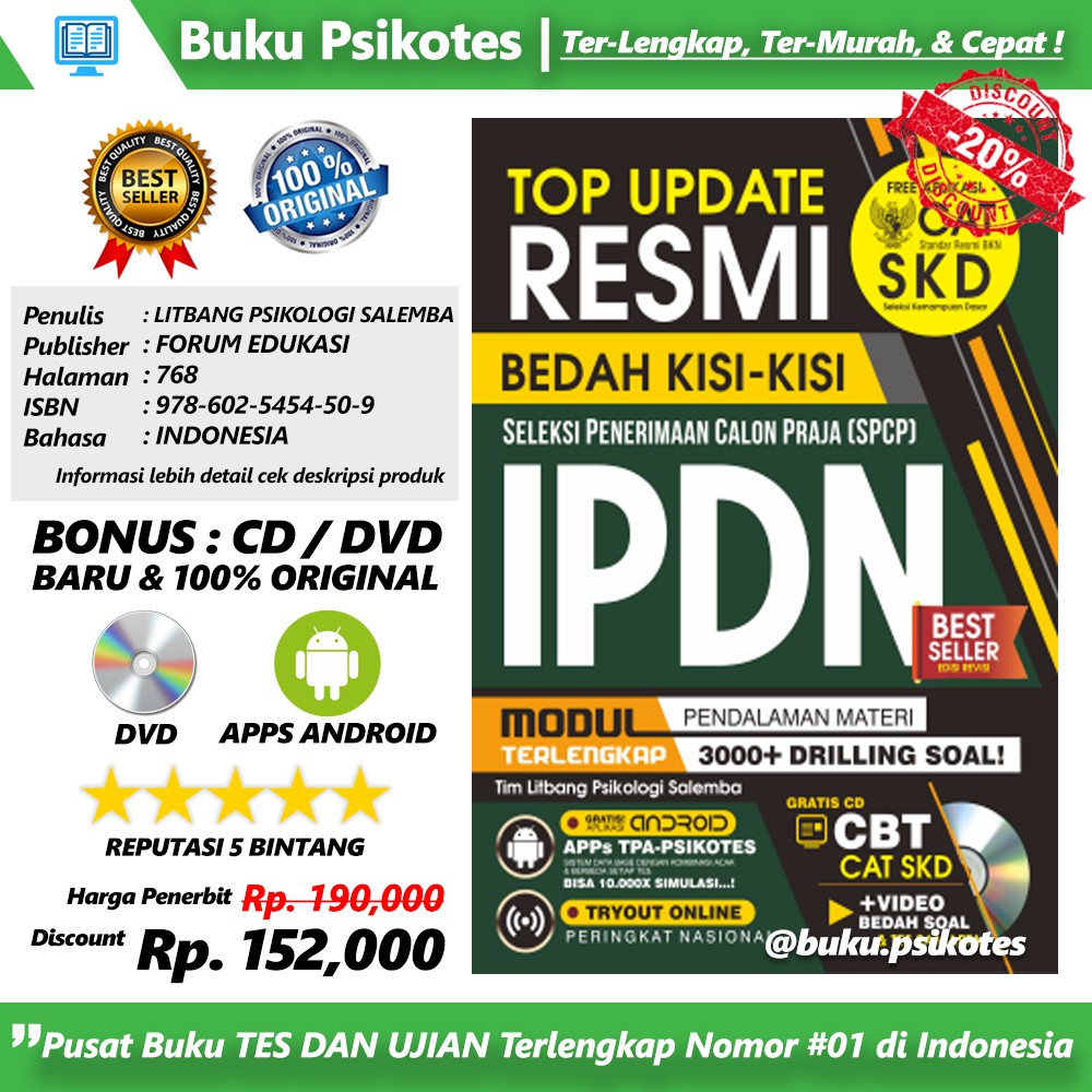 BUKU TES IPDN 2019 - TOP UPDATE RESMI BEDAH KISI-KISI IPDN + BONUS CD