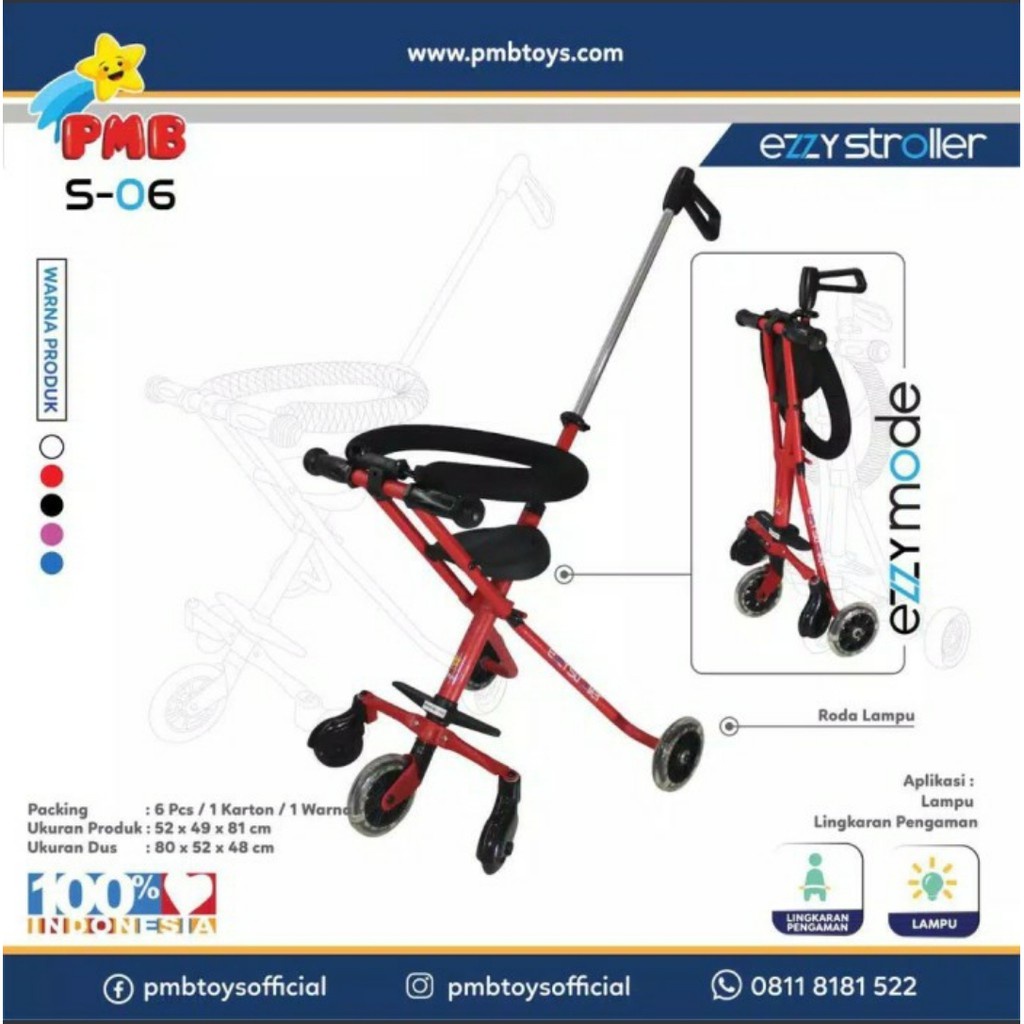 PMB Ezzy Stroller S06 - Mini Trike Stroller Anak Travelling