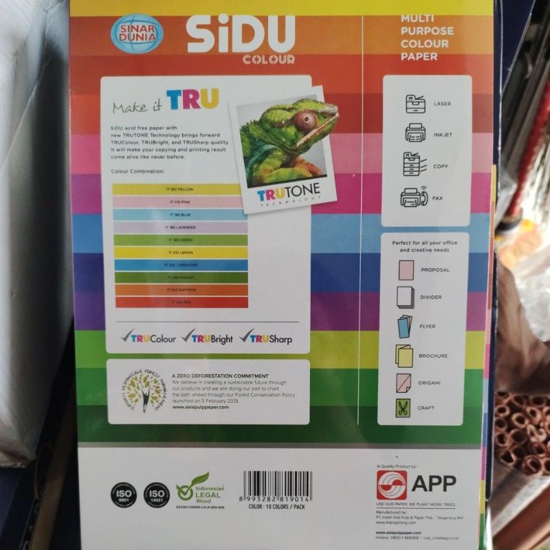 

RB Kertas Warna A4 80 Gram Sidu ( 250 Sheets )