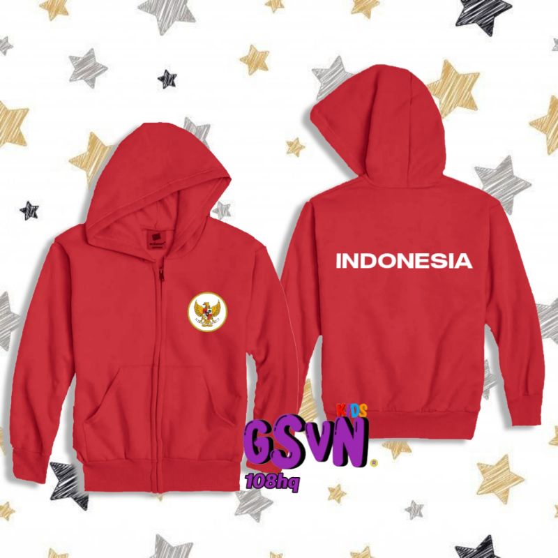 Jaket Anak - Hoodie Zipper Sweater Timnas Indonesia Logo Garuda Terbaru Murah Keren Baju Kaos Tshirt