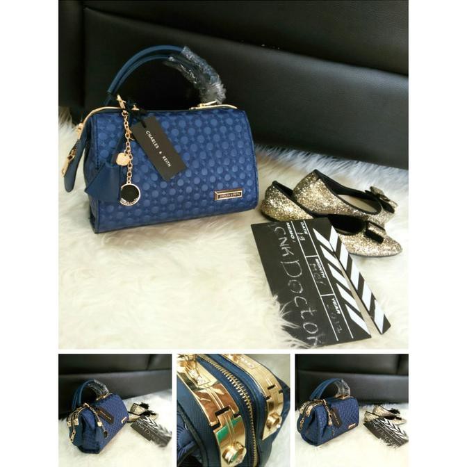 Tas Wanita Santai CK Doctor Behel Kulit PU Embos Super Biru Dongker