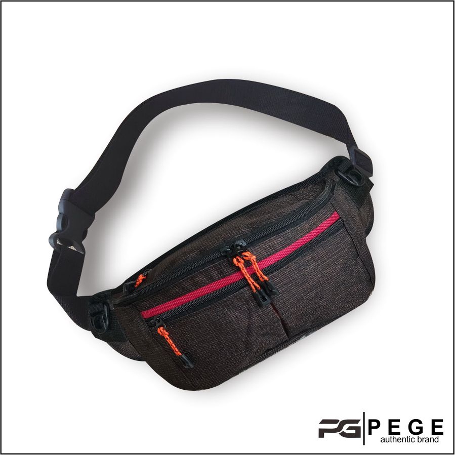 Tas Selempang Bahu PEGE Pria Waistbag Model Kasual Polos Bahan Denin Tebal - PG 8832