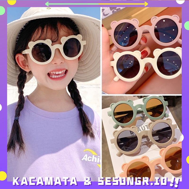 【Ready Stock】 Kacamata anak Kartun Kacamata Hitam Beruang Kecil kacamata Anak laki Suitable for 0-8 Years Olds