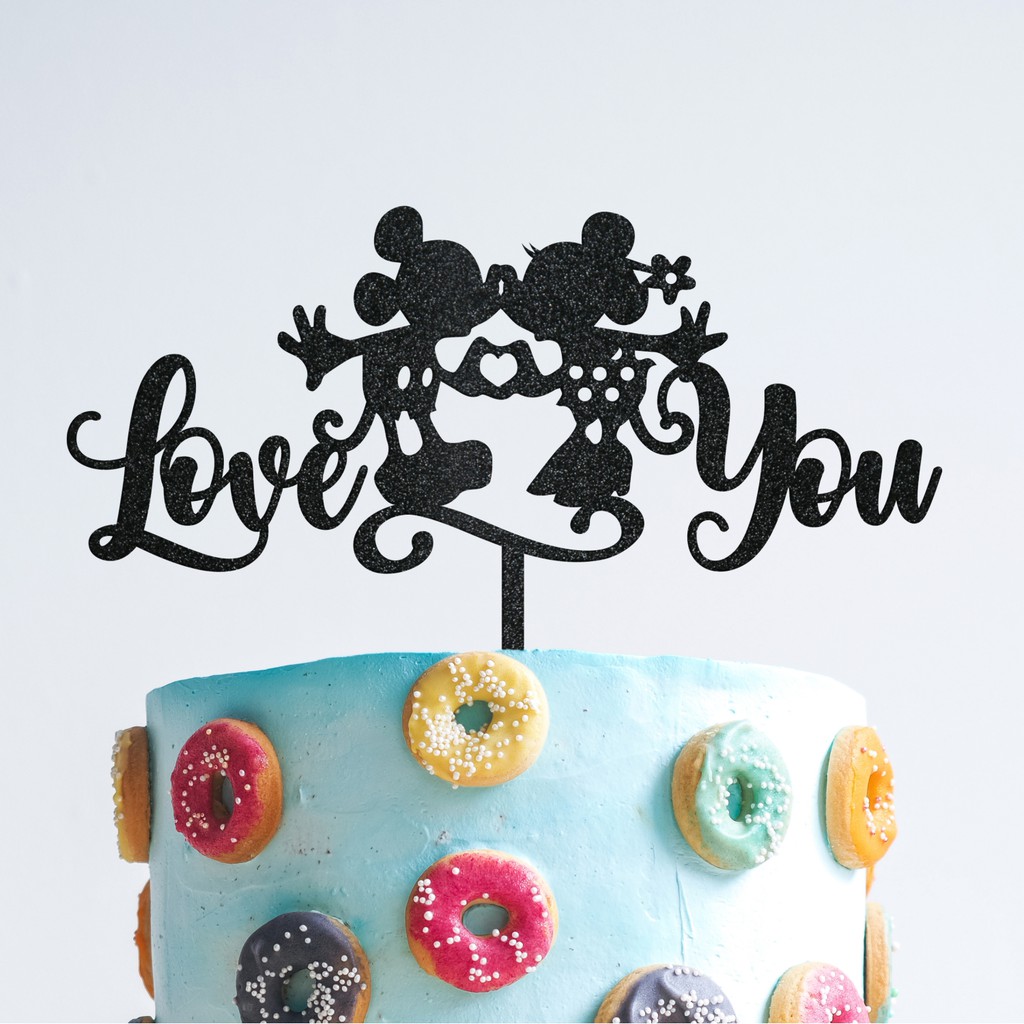 

Mickey and Minnie love acrylic cake topper