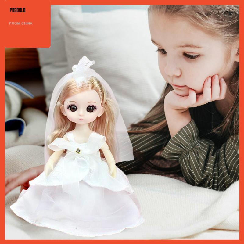 15cm BJD Doll 6inch 13 Jointed Accessories Long Hair Wedding Dress for Girls