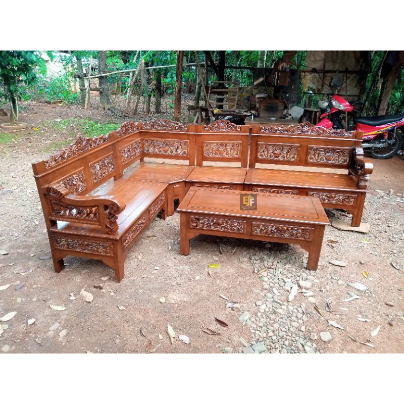 Kursi Tamu Sudut Jati Kursi Sudut Ukir Rahwono Kursi Tamu Jati Furniture Mebel