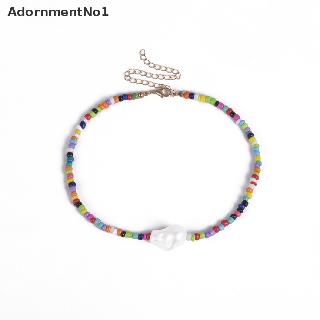 (AdornmentNo1) Kalung Choker Rantai Manik-Manik Mutiara Handmade Gaya Boho Untuk Wanita