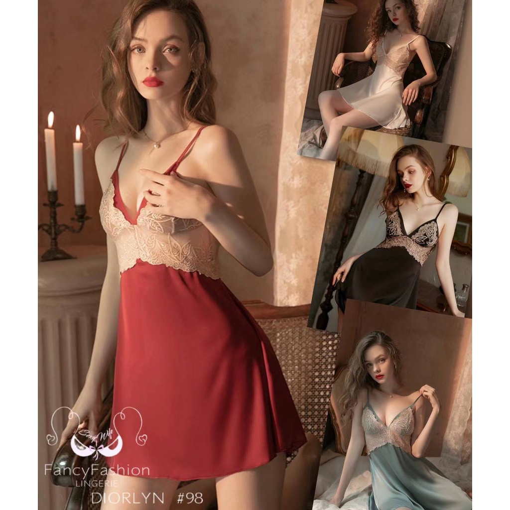SL098 Sexy Lingerie Dress Silk Satin Baju Tidur Sexy Wanita / Lingerie Dress / Sleepwear Lingerie